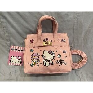 NEW Sanrio - Hello Kitty - Crossbody Tote Bag - Pebble Leather w/ Sweet Treats